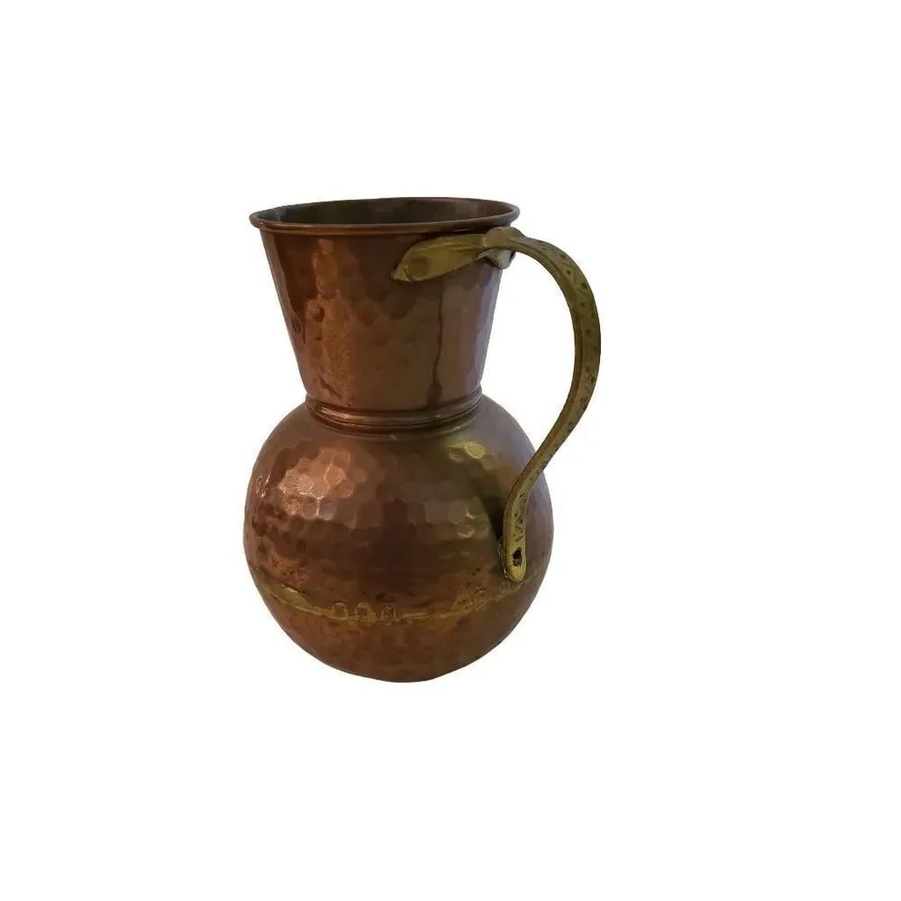Copper Pitcher w/Brass Handle - Picture 4 of 9